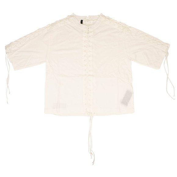 UNRAVEL PROJECT Ivory Lace Up T-Shirt Size XXS $595 - Picture 1 of 7